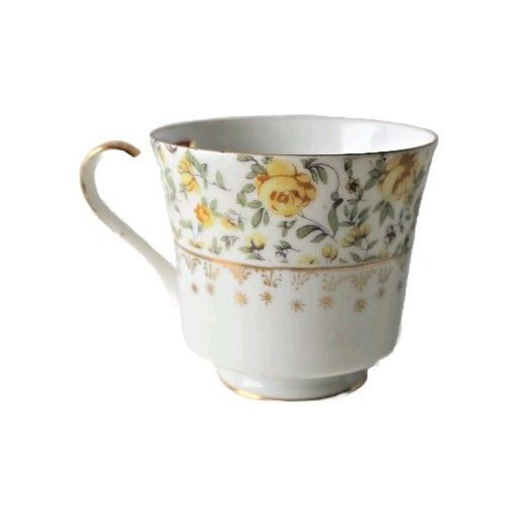 Vintage Choice Japan Souvenir San Simeon Footed Teacup & Saucer Yellow Floral - Picture 2 of 9